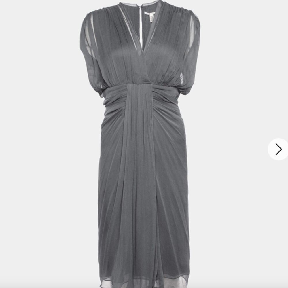 Black Diane von Furstenberg Silk Chiffon Tulle Midi Dress